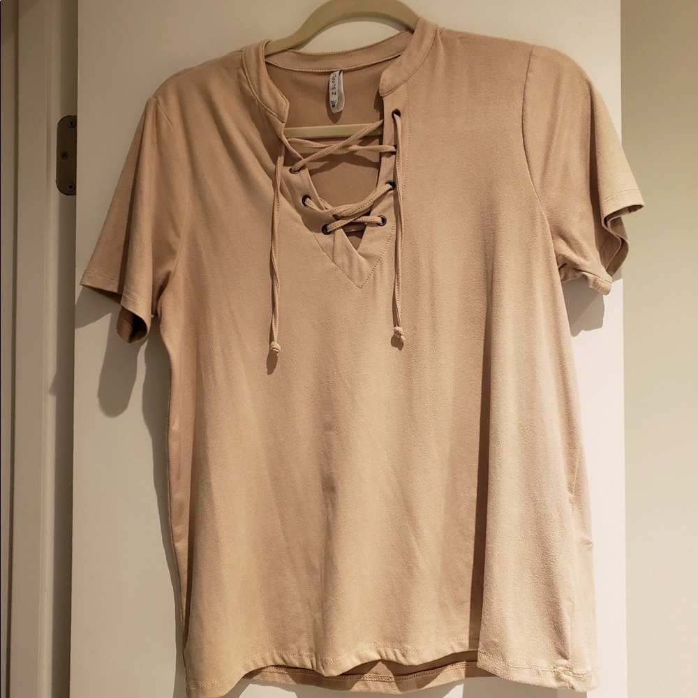 Velour pale pink top